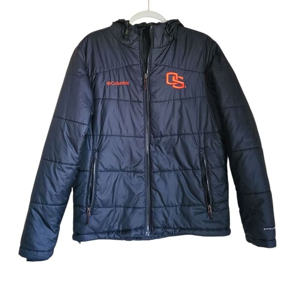 columbia puffer jacket oregon state university omni-heat black mens size M - Picture 1 of 9